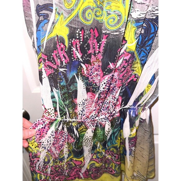 S-Twelve colorful tunic top with peek a boo sleeves - Picture 2 of 4